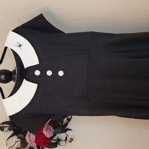 ROCK STEADY 1X RETRO STYLE SPIDER BLACK/WHITE PETER PAN COLLAR SHORT SLEEVES